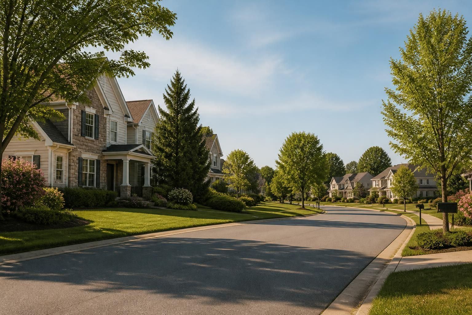 Spacious suburban homes with mature greenery