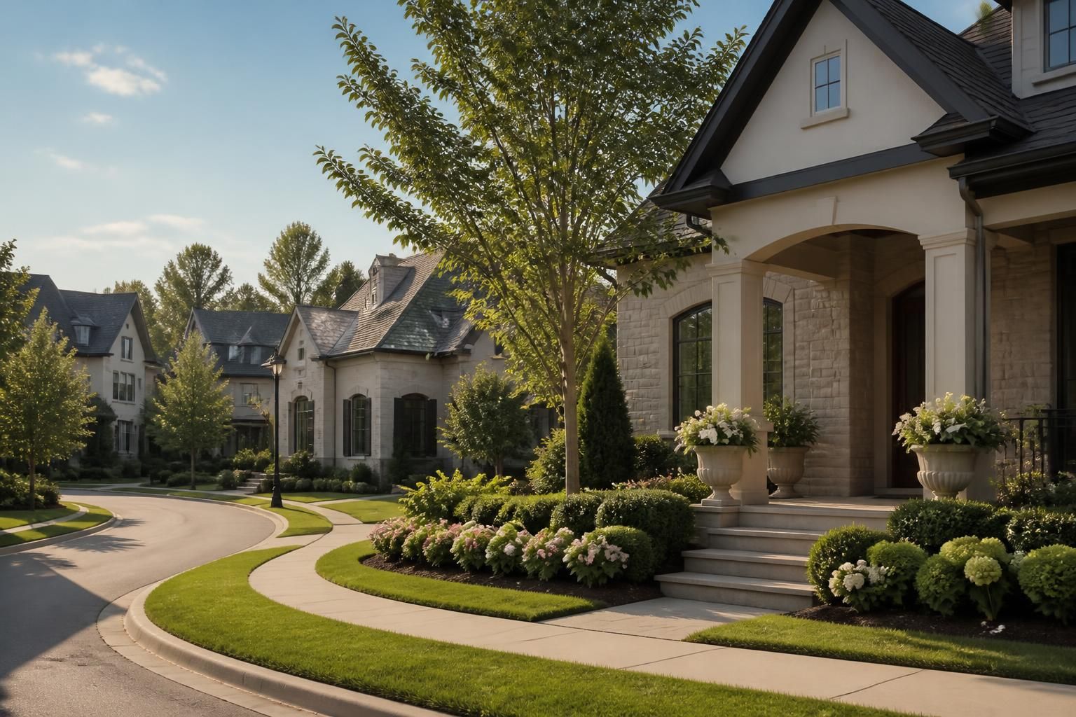 Upscale residential community with elegant homes