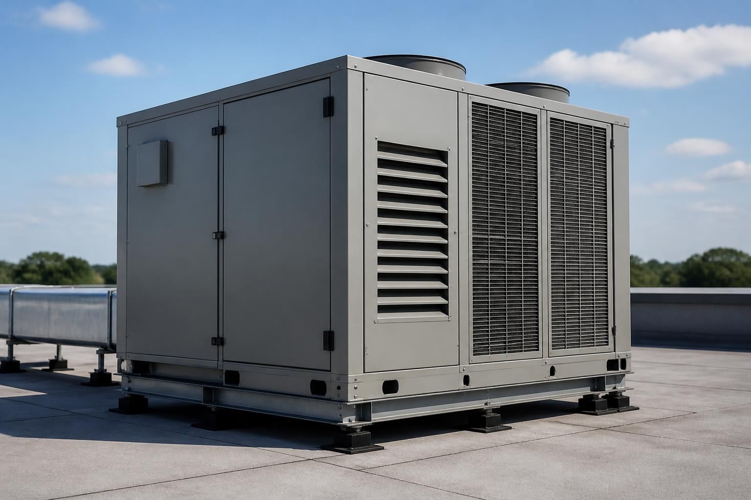 Commercial rooftop HVAC unit on a modern building