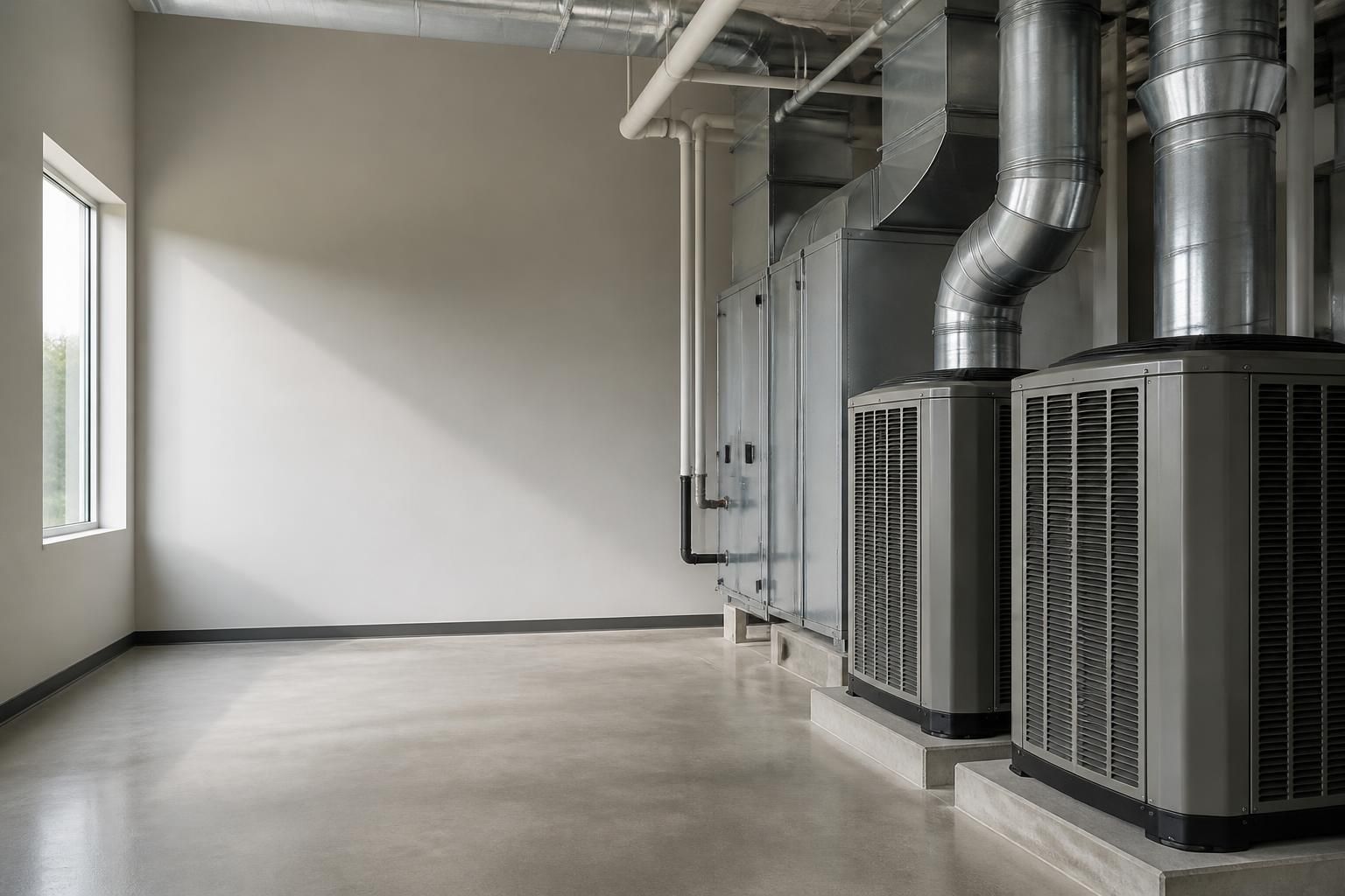 Clean finished HVAC service environment with open space
