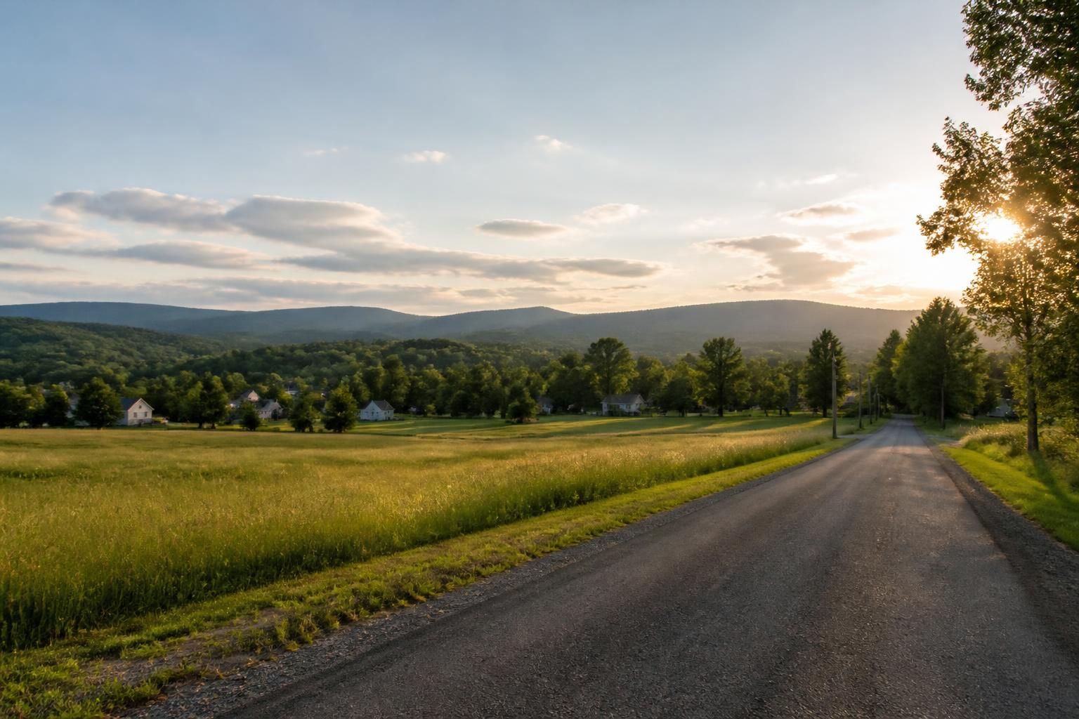 Peaceful rural-edge landscape with open space